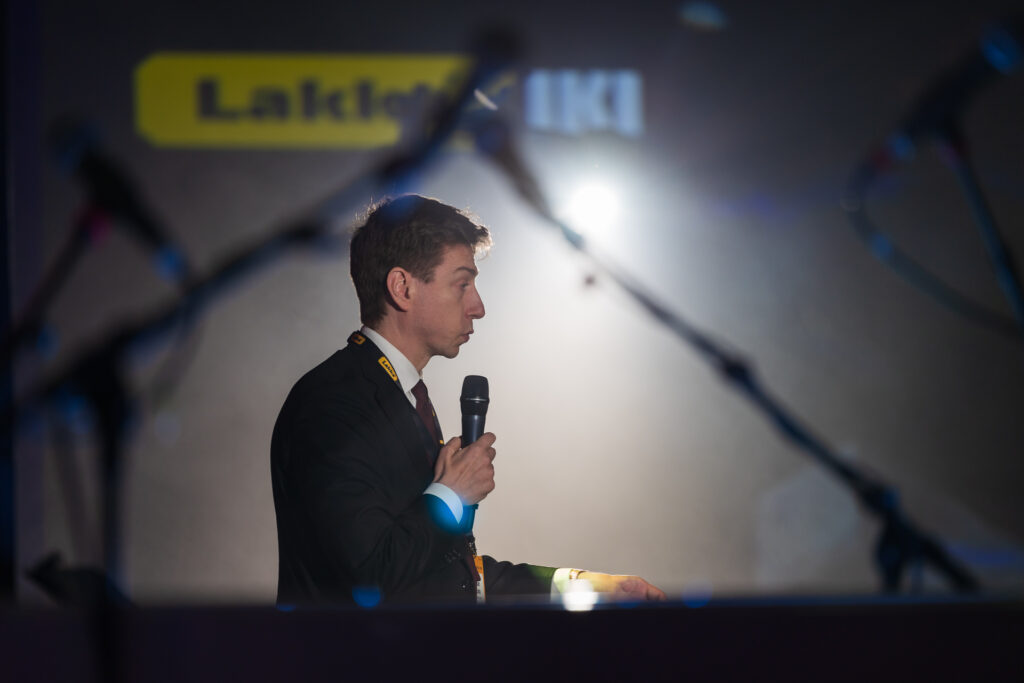 Sakari Puisto, Finland's Minister of Economic Affairs at the opening ceremony of Carbonaide CO2 concrete factory