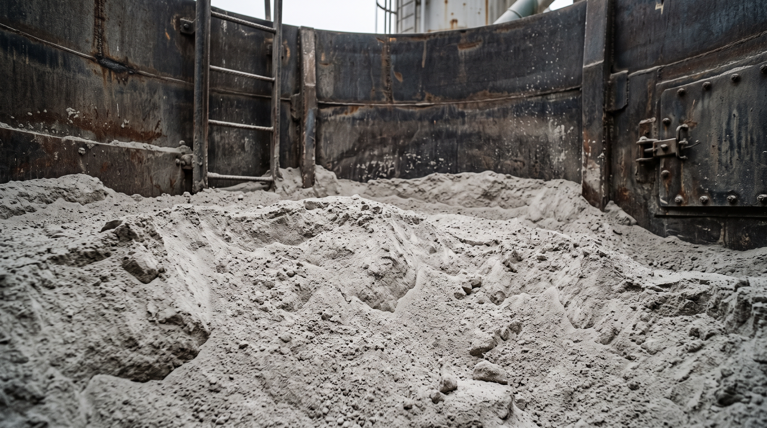 Dry cement in a silo